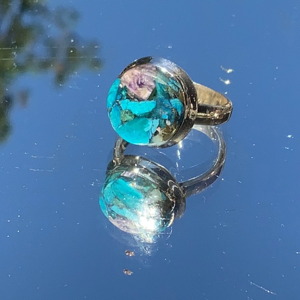 CHAROITE IN CHRYSOCOLLA 925 STERLING SILVER RING, SIZE 6.5